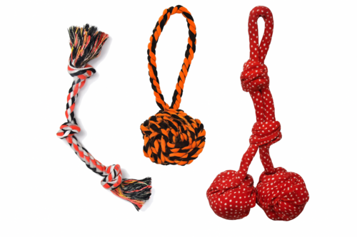 Three Colorful Rope Dog Toys